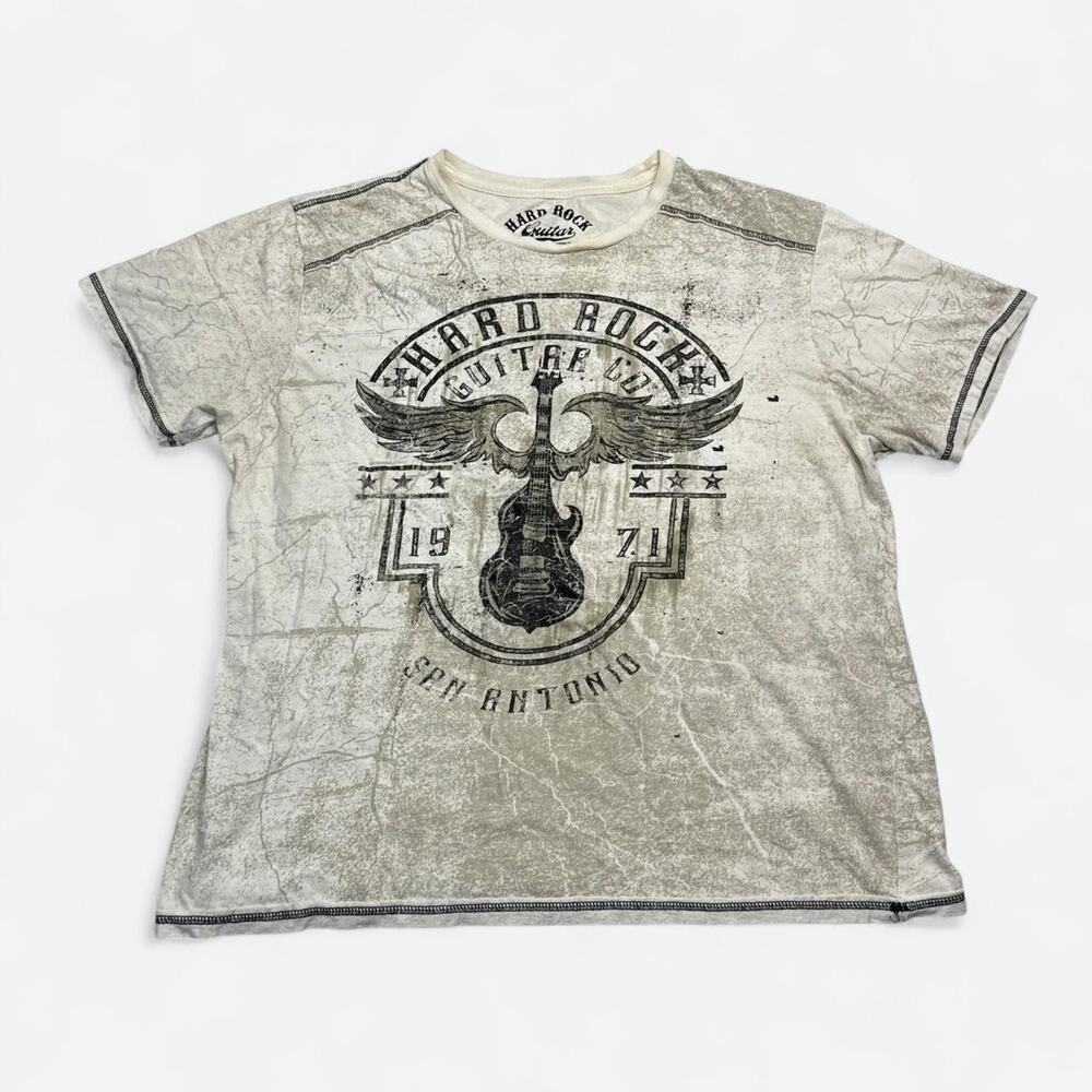 Hard Rock Guitar Company San Antonio 1971 Distressed Graphic T Shirt Men’s XL